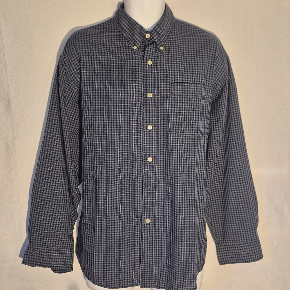 basic Editions dress shirt w/ button down collar, Blue/white, size Large